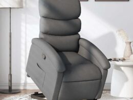vidaXL Stand up Recliner Chair Dark Gray Fabric