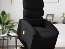 vidaXL Stand up Massage Recliner Chair Black Faux Leather