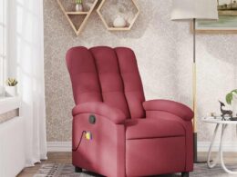 vidaXL Massage Recliner Chair Wine Red Fabric