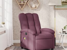 vidaXL Massage Recliner Chair Purple Fabric