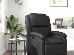 vidaXL Recliner Chair Black Real Leather