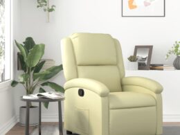 vidaXL Recliner Chair Cream Real Leather
