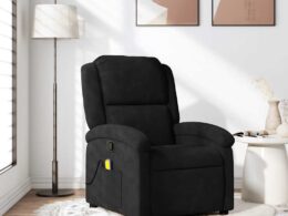 vidaXL Massage Recliner Chair Black Velvet