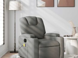 vidaXL Massage Recliner Chair Dark Gray Fabric
