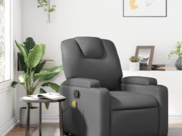 vidaXL Massage Recliner Chair Gray Faux Leather