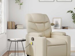vidaXL Massage Recliner Chair Cream Faux Leather