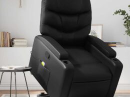 vidaXL Stand up Massage Recliner Chair Black Faux Leather