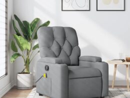 vidaXL Massage Recliner Chair Light Gray Fabric