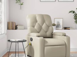 vidaXL Massage Recliner Chair Cream Faux Leather