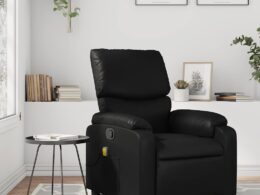 vidaXL Massage Recliner Chair Black Faux Leather