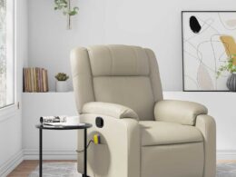 vidaXL Massage Recliner Chair Cream Faux Leather