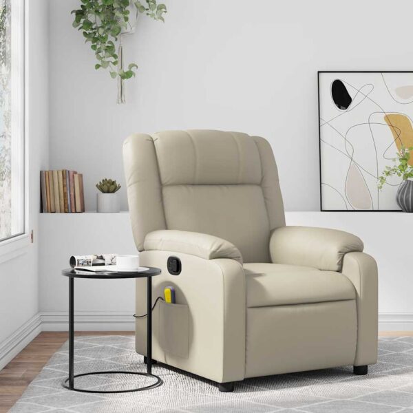 vidaXL Massage Recliner Chair Cream Faux Leather