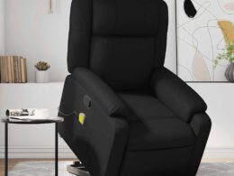 vidaXL Stand up Massage Recliner Chair Black Faux Leather