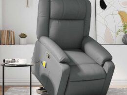 vidaXL Stand up Massage Recliner Chair Gray Faux Leather