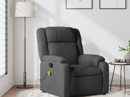 vidaXL Massage Recliner Chair Dark Gray Fabric