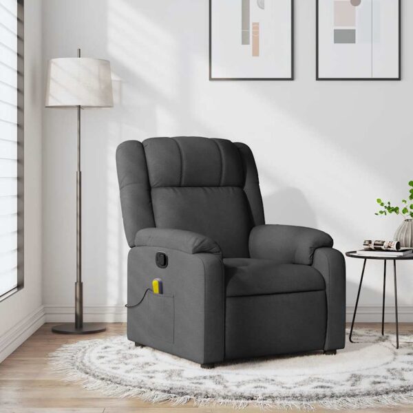 vidaXL Massage Recliner Chair Dark Gray Fabric
