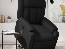 vidaXL Stand up Massage Recliner Chair Black Faux Leather