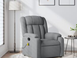 vidaXL Massage Recliner Chair Light Gray Fabric