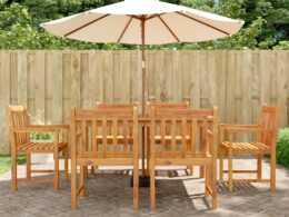vidaXL 7 Piece Patio Dining Set Solid Wood Acacia