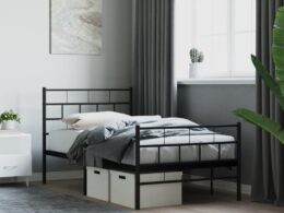 vidaXL Metal Bed Frame without Mattress with Footboard Black 39.4"x78.7"