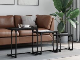 vidaXL Nesting Coffee Tables 3 pcs Black Engineered Wood