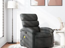 vidaXL Massage Recliner Chair Dark Gray Fabric