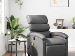 vidaXL Massage Recliner Chair Gray Faux Leather