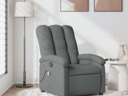 vidaXL Massage Recliner Chair Dark Gray Fabric