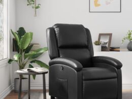 vidaXL Recliner Chair Black Faux Leather