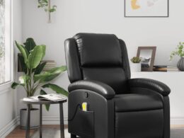 vidaXL Massage Recliner Chair Black Faux Leather