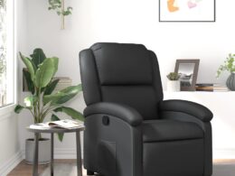 vidaXL Recliner Chair Black Real Leather