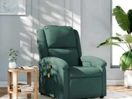 vidaXL Massage Recliner Chair Dark Green Velvet