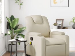 vidaXL Massage Recliner Chair Cream Faux Leather