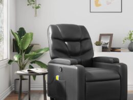 vidaXL Massage Recliner Chair Black Faux Leather