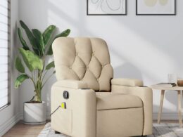 vidaXL Massage Recliner Chair Cream Fabric