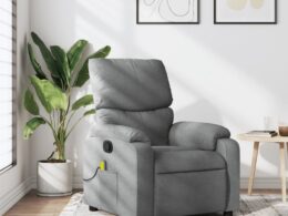 vidaXL Massage Recliner Chair Light Gray Fabric