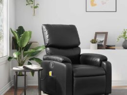 vidaXL Massage Recliner Chair Black Faux Leather