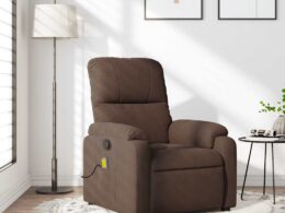 vidaXL Massage Recliner Chair Brown Microfiber Fabric