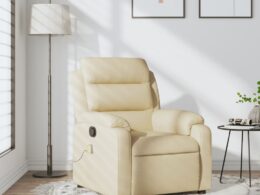 vidaXL Massage Recliner Chair Cream Fabric