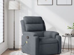 vidaXL Massage Recliner Chair Dark Gray Velvet