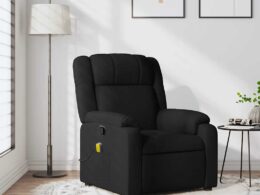 vidaXL Massage Recliner Chair Black Fabric