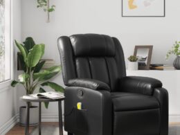 vidaXL Massage Recliner Chair Black Faux Leather