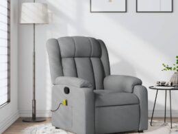 vidaXL Massage Recliner Chair Light Gray Fabric