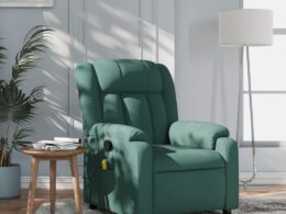 vidaXL Massage Recliner Chair Dark Green Fabric