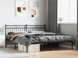 vidaXL Metal Bed Frame without Mattress with Headboard Black 72"x83.9"