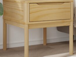vidaXL Lamp Table FLORO Wax Brown 21.7"x21.7"x21.3" Solid Wood Pine