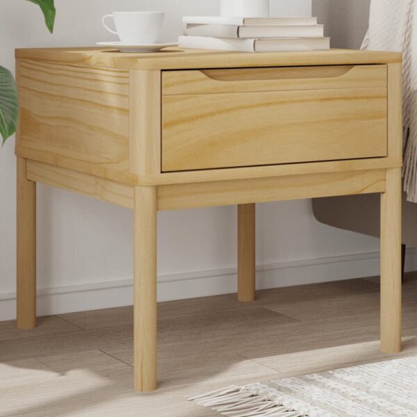 vidaXL Lamp Table FLORO Wax Brown 21.7"x21.7"x21.3" Solid Wood Pine