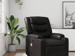 vidaXL Massage Recliner Chair Black Faux Leather