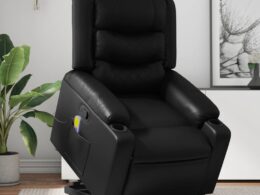vidaXL Stand up Massage Recliner Chair Black Faux Leather