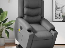 vidaXL Stand up Massage Recliner Chair Gray Faux Leather